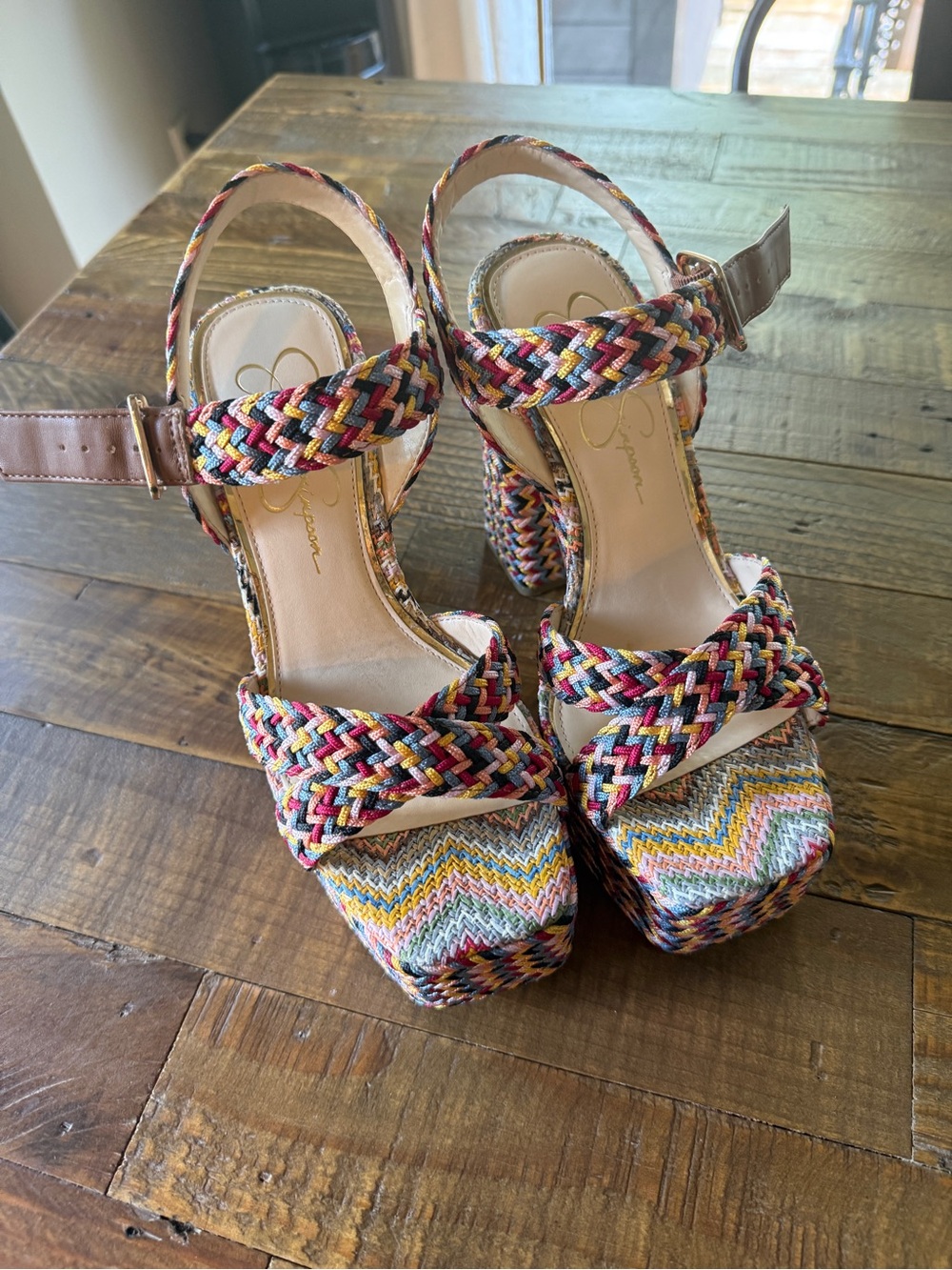 Jessica Simpson Multicolor Braided Platform Espadrille Sandals